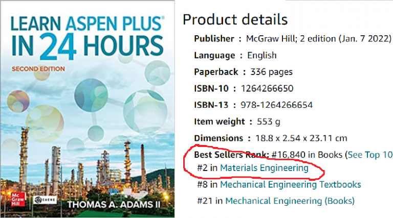 Learn Aspen Plus in 24 Hours Reaches #2 Rank in Category on Amazon ...